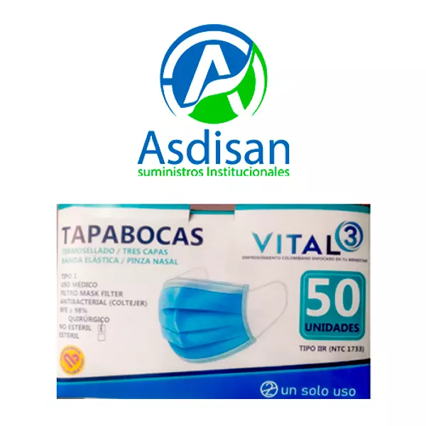 Tapabocas Vital Termosellado x 50 Unidades
