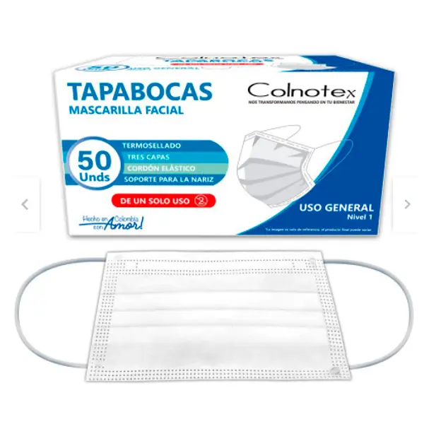 Tapabocas 3 Capas Nivel 1 - Colnotex x 50 Unidaes